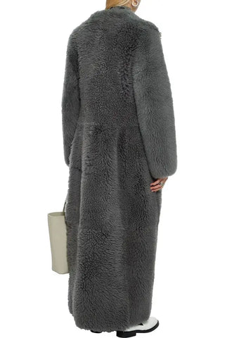 The Row Tralman Shearling Reversible Coat in Grey