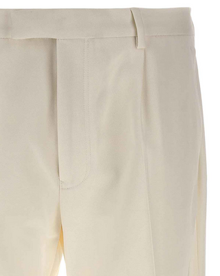 Zegna Mens Front Pleat Trousers In White