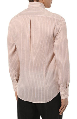 Brunello Cucinelli Mens Shirt In Beige with White Stripe