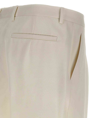 Zegna Mens Front Pleat Trousers In White