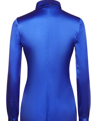 Tom Ford Womens Stretch Silk Satin Fitted Shirt In Blue