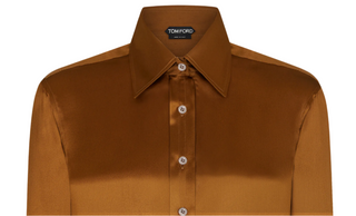 Tom Ford Womens Charmeuse Silk Shirt In Desert Brown
