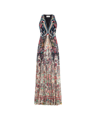 ETRO New Western Embroidered Paisley Silk Chiffon Gown