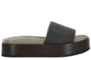 Brunello Cucinelli Women's Open Toe Slides In Dark Brown