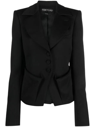 Tom Ford Womens Black Virgin Wool Blazer