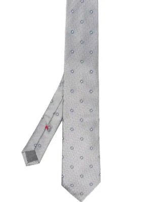 Brunello Cucinelli Floral Pattern Grey Silk Men's Tie