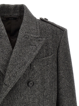 Tom Ford Mens Wool Coat In Black/White