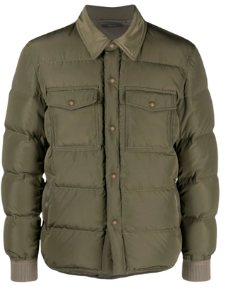 Tom Ford Mens Techno Ottoman Padded Green Jacket