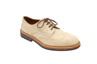 Brunello Cucinelli New Mens Cream Leather Wingtip Brogue Shoes