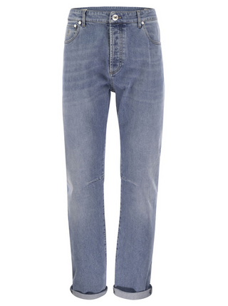 Brunello Cucinelli Mens Jeans In Light Wash Denim