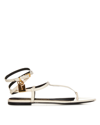 Tom Ford Womens Leather Flat Sandals In White