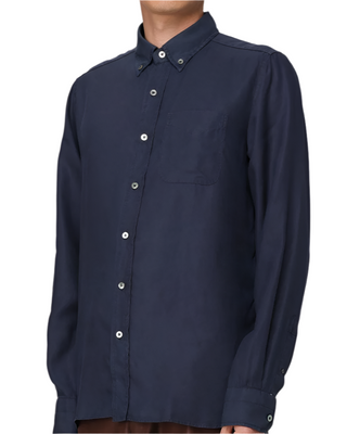 Tom Ford Mens Button Up Cotton Shirt in Navy