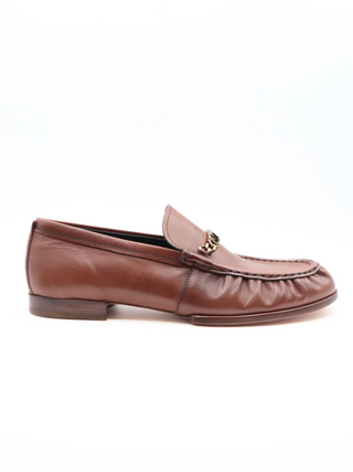 Tods Mens Ruched Riviera Light Brown Catena Gold Chain Loafer