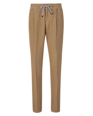 Brunello Cucinelli Mens Drawstring Corduroy Trousers in Beige