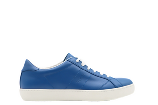 Tods Mens Baltic Blue Cassetta Sneaker Shoe with White Laces