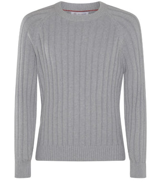 Brunello Cucinelli Mens Crew Neck Cashmere Light Grey Sweater