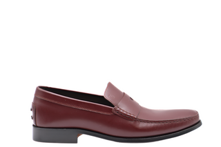 Tods Mens Burgundy Bordeaux Red Ruched Leather Mocassino Loafer Shoe