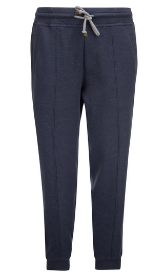 Brunello Cucinelli New Mens Blue French Terry Drawstring Pants Zipper Cuffs