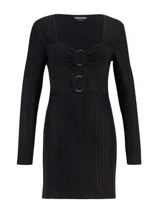 Tom Ford Womens Metallic Heart Neck Mini Dress In Black