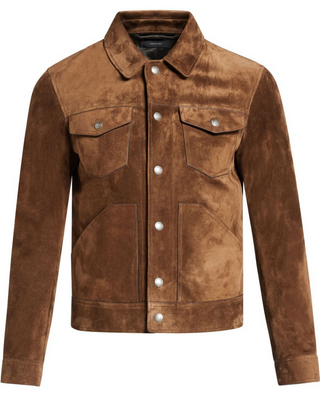 Tom Ford Mens Classic Collared Suede Jacket in Brown