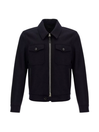 Tom Ford Collared Buttoned Pockets Jacket in Navy