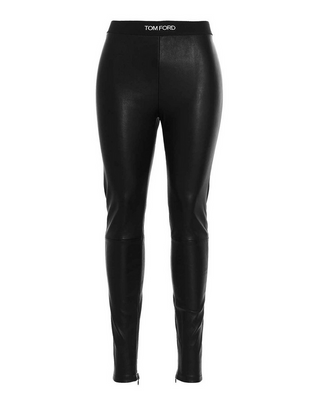 Tom Ford Womens Logo Leather Leggings In Black