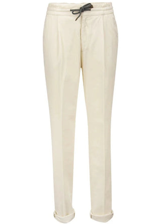 Brunello Cucinelli Mens Drawstring Trousers in Ivory