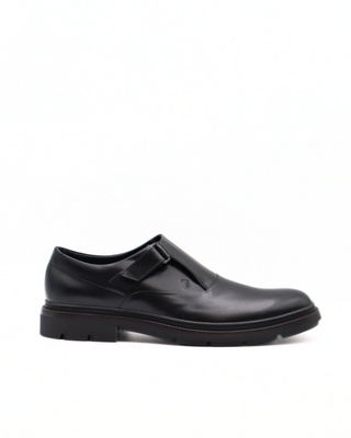 Tods Mens Black Leather Velcro Monk Strap Dress Shoe