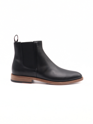 Tods Mens Black Leather Ankle Boot with Wooden Sole