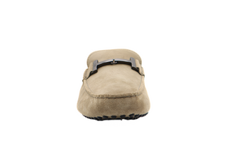 Tods Mens Light Brown Leather Suede Gommino Driver Shoe with Buckle