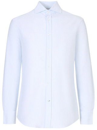 Brunello Cucinelli Mens Shirt In White & Light Blue