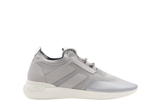 Tods Mens White Silver Lace Up Mesh Sports Sneaker Shoe