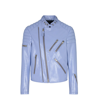 Tom Ford Mens Leather Zip Biker Jacket in Lilac