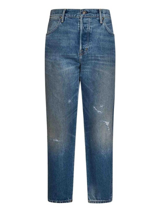 Tom Ford Mens Distressed Jeans in Denim Blue