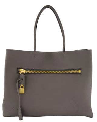 Tom Ford Womens Grain Leather Large Tote Bag In Gray