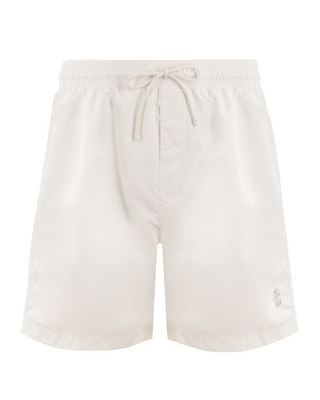 Brunello Cucinelli Mens White Logo-Embroidered Swim Shorts