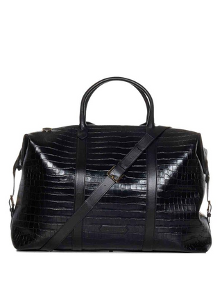 Tom Ford Mens  Croc-Stamped Leather Holdall