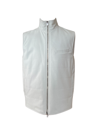 Isaia Mens White Wool Cashmere Zipper Vest Jacket