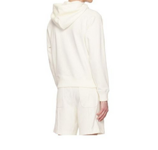 Tom Ford Mens French Terry White Cotton Drawstring Full Zip Hoodie