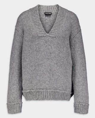 Tom Ford Womens Alpaca Wool V-Neck Jumper In Gray