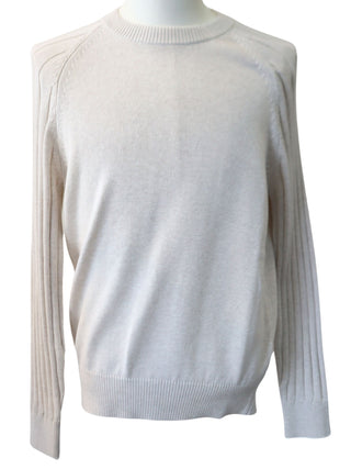 Brunello Cucinelli White Raglan Sleeve Men's Sweater Cotton