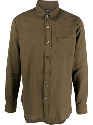 Tom Ford Mens Long Sleeve Buttoned Shirt in Green