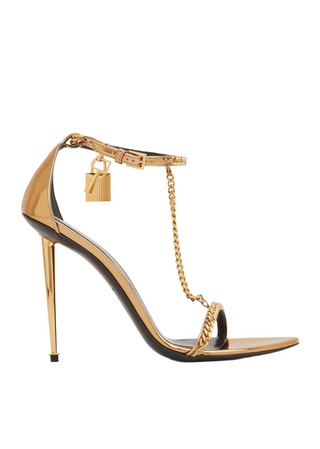 Tom Ford Womens Leather Heeled Sandals In Gold