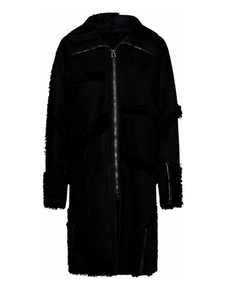 Tom Ford Womens Patchwork Shearling Coat In Black