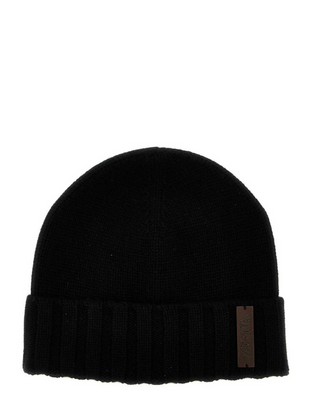 Zegna Mens Cashmere Black Beanie