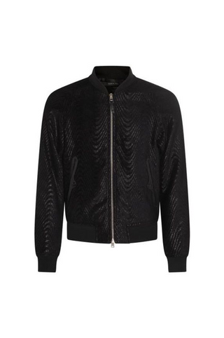 Tom Ford Mens Wave Jacquard Bomber Jacket in Black