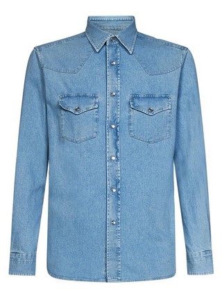 Tom Ford Mens Cotton Button Down Shirt in Blue