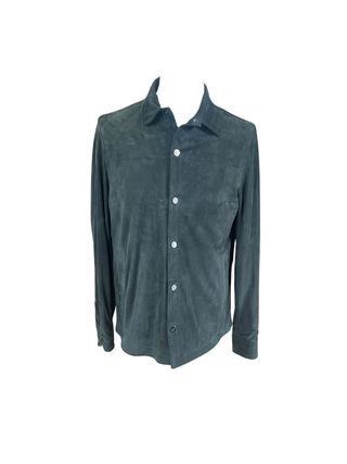 Isaia Mens Hunter Green Suede Over Shirt Jacket