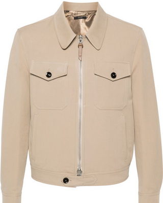 Tom Ford Mens Twill Cotton Jacket in Beige