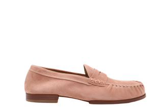 Tods Mens Pale Pink Suede Ruched Moccassino Loafer Shoe